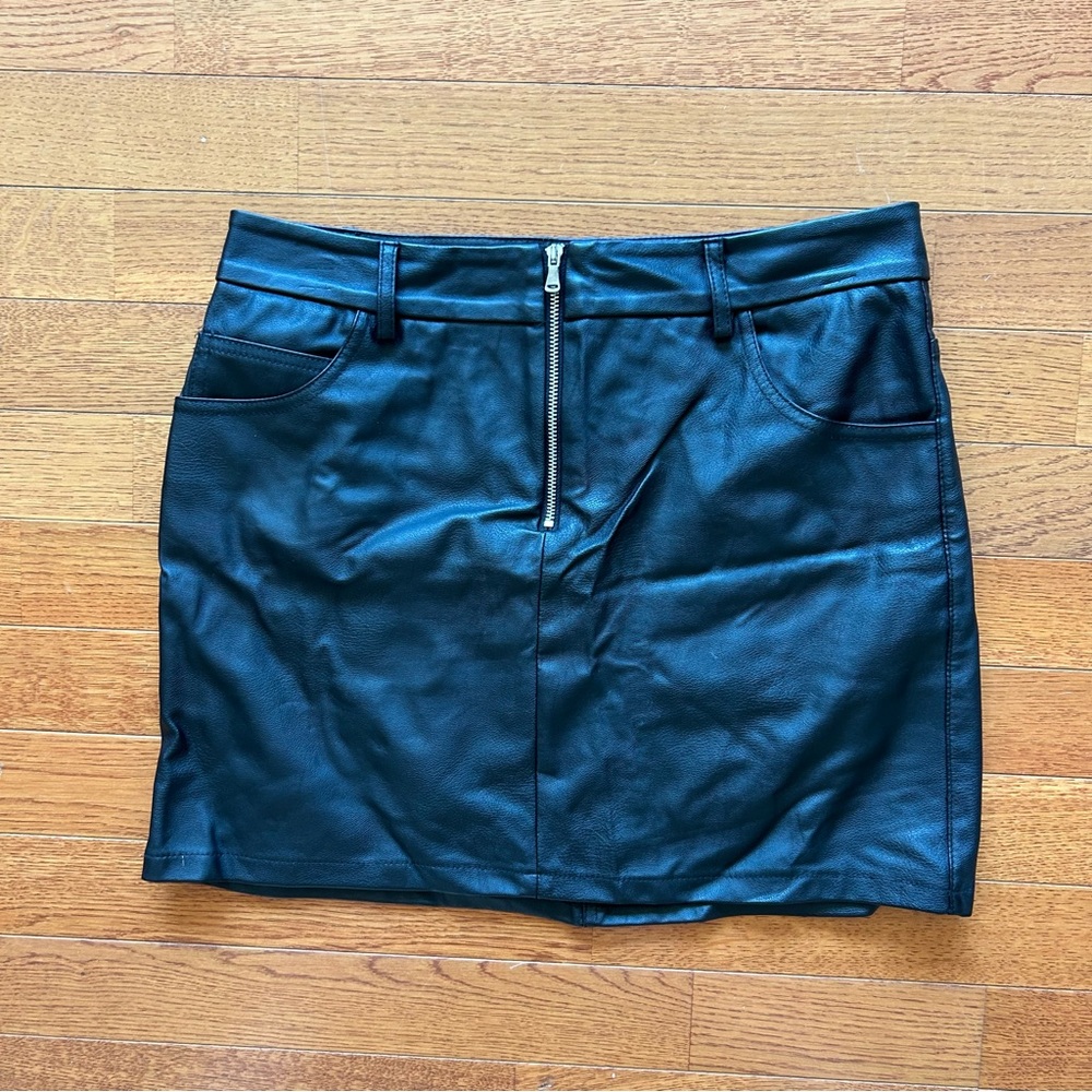 Subdued Leather Black Mini Skirt